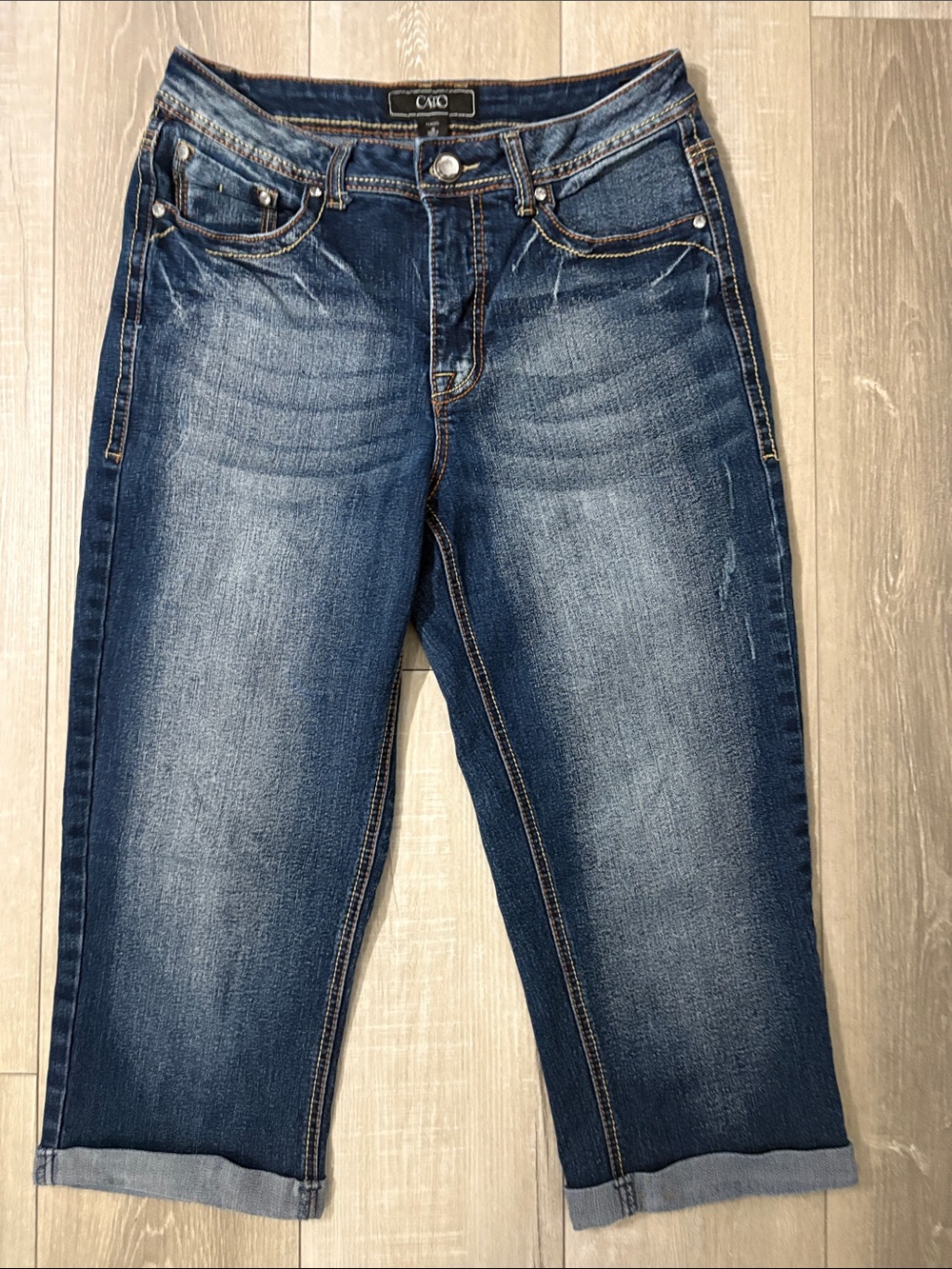 Cato Woman’s Blue Washed Relaxed Cropped Jeans